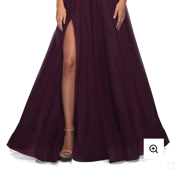 La Femme A-Line Tulle Ballgown Gown Bridesmaid Grad Dress Size 12 Dark B… - Picture 3 of 9